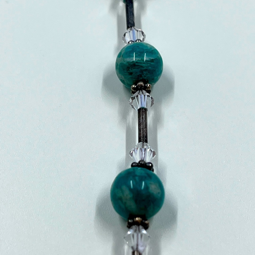 Vintage 925 Silver, Swarovski Crystal, Glass Bead & 925 Silver Bead Bracelet - Picture 5 of 7